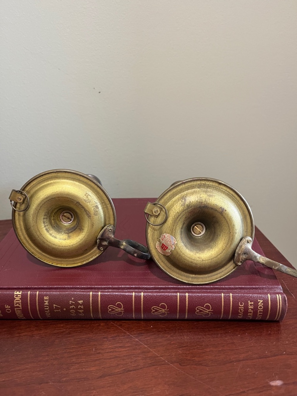 Antique-Style Brass Finish Candlestick Holders - Pair - Picture 4 of 5